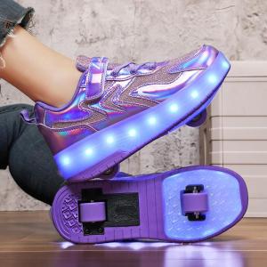 LIWAN | Charging Glowing Children Roller Skates Purple
