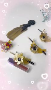 Kẹp tóc hoa bằng sừng có trâm cài - tinh sảo độc đáo dễ phối đồ - HH620