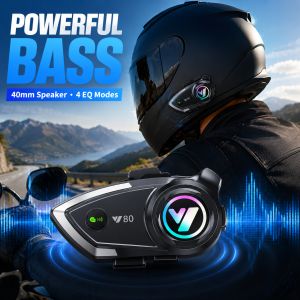 HIPPCRON Y80 Motor Helmet Headset Hi-Fi EQ Sound Effect 1000mAh CVC Noise Reduction Bluetooth5.3 IP56 Voice Assistant Motorcycle