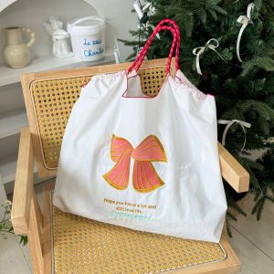 Happycat Squirrel Kelpie Parrot Embroidery Eco-friendly Shopping Bag Women Large Capacity Mommy Bag Nylon Single Shoulder Handbag