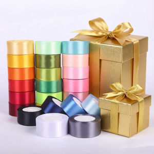 22meters/roll Satin Rainbow Ribbon Single-sided Face Ribbons 49Colors for Craft Bow Gift Wrapping Embellish Wedding 40mm Wide