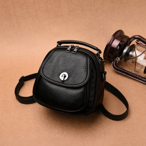 Hong Kong Style Womens Fashion Leather Backpack Crossbody Mini Bag Commute Scenarios Soft Handle Vertical Square Shape