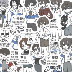 96 แผ่นสติกเกอร์ลายหมุดบันทึกสไตล์อูฮั่น สมุดบันทึกโทรศัพท์มือถือ ตกแต่งโต๊ะทำงาน ติดผนัง อุปกรณ์สำนักงาน สติกเกอร์ 3 มิติ