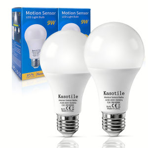 Kasotile Dusk to Dawn Light Bulbs 9W 12W Auto On Off Lamp Bulb Cold Warm White Motion Sensor Bulb for Garage Stairs Porch