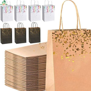 4/2Pcs Paper Handbag Valentines Day Gift Kraft Paper Bags with Handles Wedding Favors for Guests Party Supplies Heart Star Shape