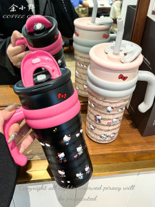 Hellokitty316 Ceramic Stainless Steel Insulated Water Bottle Large Capacity Straw Mouth for Women New Model Cute Cartoon Design