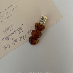 Original Design High-End Amber Heart Hair Clip Womens Forehead Clip Back of Head Hair Accessories Side Edge Top Clamp