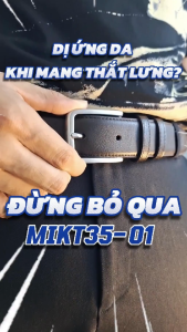 Thắt lưng da bò khoá thép MIKT35-01 | Anh Tho Leather