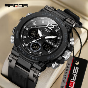 SANDA 6178 New Mens Quartz Electronic Watch Cool Multi functional Waterproof Steel Band Mens Quartz Electronic Watches