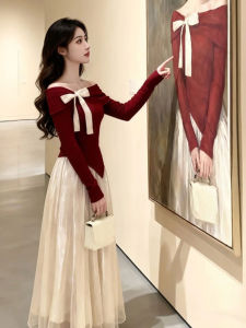 CHANGTONG | Retro Unique Set Off-Shoulder Top Half Skirt