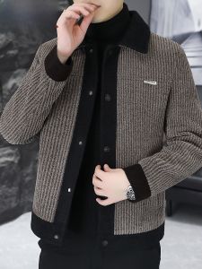 HENGYUANXIANG | Hengyuanxiang Thickened Cotton Woolen Jacket For Men Autumn Winter Fashionable Korean Style Color Block Design Standard Fit