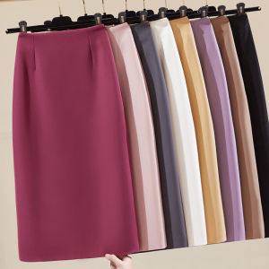 Elegant High Waist Tailored Skirt Womens Mini Dress Academy Style Wrap Body Long Slit Straight Cut Spring Summer Fashion