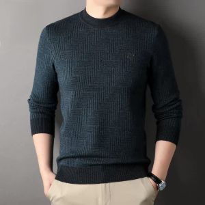 ROMON | Romon Mens Knitted Sweater Thickened Warm Casual Slim Fit Half High Collar Winter Business Casual Long Sleeve Polyester Blend