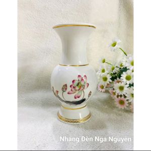 Bình hoa thờ cúng sứ hoa sen đỏ 2060/Lọ hoa gốm sứ cao cấp