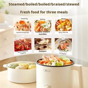 Multifunctional electric cooker with steamer small dormitory non-stick electric cooker for hot pot instant noodles single serving household electric hot pot.