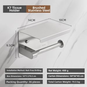 Rustproof Paper Holder Storage Rack Stainless Steel