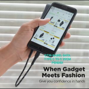 G736 ORIGINAL VOOC KABEL DATA PENDEK 20 CM 3A USB TYPE C TO C CABLE TIPE POWER BANK POWERBANK SUPER