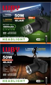 Senter kepala ZOOM LED 50W L-2905L/AK-3685A/L-2905NL Cahaya putih|| Headlamp LED ZOOM SOS L-2905L/AK-3685A/L2905NL