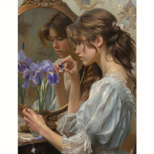 Acrylic Paint By Numbers Girl And The Mirror Painting By Numbers on Canvas Coloring By Number for Adults Paint Digital Art