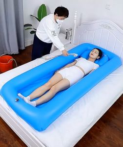 Double Layer Inflatable Electric Patient Shower Bed with Electric Water Spray & Air Pump