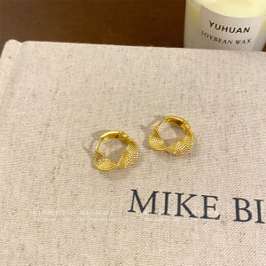 Geometric Twisted Texture Simple Universal Folded Hoop Earrings New Style Womens Fashion Jewelry Alloy Plated Silver Gold