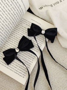 คลิปผมผ้ากำมะหยี่สีแดงคลาสสิกสไตล์ย้อนยุคสำหรับผู้หญิง คลิปผมหางม้าสองข้าง ประดับผมปีใหม่ คลิปผมทรงหัว รูปผีเสื้อ วัสดุผ้ากำมะหยี่