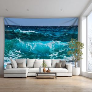 VIKAMA Lướt Sóng Sóng Phong Cảnh Mùa Hè Tấm Thảm Polyester Nghệ Thuật Trừu Tượng Bohemian Cho Bữa Tiệc Gia Đình Phòng Khách Phòng Ngủ Trang Trí Văn Phòng