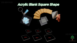 Akrilik Bentuk Segi Empat DIY Rantai Kunci / Square Acrylic DIY Shape Keychain / DS Brand M1