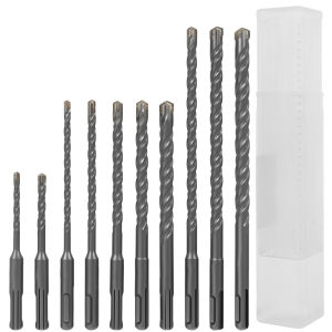 10Pcs SDS Plus Hammer Impact Drill Bit Set 5mm to 12mm Carbide Rotary Hammer Drill Bits Easy to Use for Stone Concrete Granite