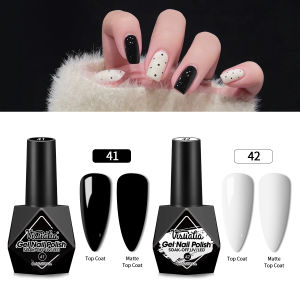Visuatia 2/1 Gel Nail Polish Black White - Long-Lasting Shiny Uv Coating Alcohol-Free Liquid Formula Colorful and Glittering Gel Finger Decoration for Autumn and Winter