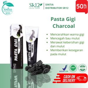 SR12 Pasta Gigi Charcoal Pemutih Gigi Herbal Alami Menyegarkan dan Mencegah Bau Mulut 100gr