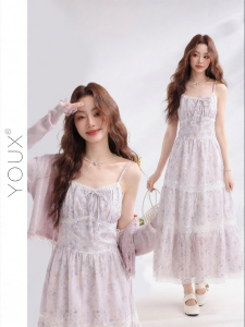 YOUXIANG | Đầm Dây In Hoa Giúp Gọn Đỏng và Định Hình Eo