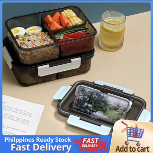 Portable Lunch Box Student Children Adult Microwave Washable Portable Safety PP Food Container Storage Box Work and School Bento Lunch Box 3 Grid 1500ml
