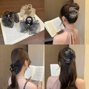 Kẹp Tóc Bướm Lưới Hai Lớp Pha Lê Nước 8cm Sang Trọng Mùa Hè Kẹp Bọt Siêu Thanh Kẹp Tóc Phong Cách Hàn Quốc Cho Phụ Nữ