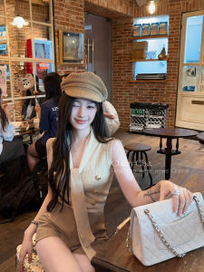 Áo Len Dệt Kim Ngắn Không Tay Cổ Chữ V Ôm Vừa Vặn Chien Dành Cho Nữ Mùa Hè Thiết Kế Thanh Lịch Chất Liệu Polyester