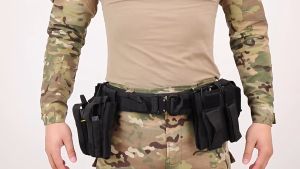 Yakeda Gear Use Tactical MOLLE Belt with Recycling Pouch Mag Pouch Outdoor Black Hunting Duty Security Quick Release Belt