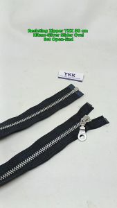 Resleting Zipper YKK 50 cm Atau 20 inch Hitam Silver Slider Oval Type Gigi Besi Model Set Open End Buka Lepas Harga Per Biji