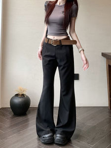 Quần Ống Rộng Màu Xám Phong Cách Retro Dành Cho Nữ Quần Dài Đến Sàn Dáng Rộng Quần Ống Loe Thời Trang Chất Liệu Polyester Mùa Thu