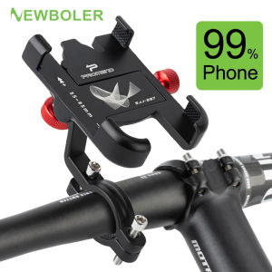 Newboler Aluminum Alloy Motorcycle Electric Bicycle Phone Holder Adjustable MTB Smartphone Mount 360ᄚ Rotation Cycling Bracket