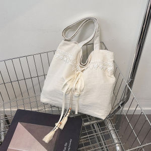 Tote Bag 2025 Commuter Bag Large Capacity Pleated Crossbody Single Shoulder Bag Fresh Artistic Cotton Bag for Men And Women