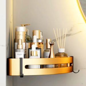  Bathroom Rack Shelf Aluminum Toilet Rack Black Gold Towel Rack Drill-free Wall Mounted Bathroom Accessories Triangular shelf
