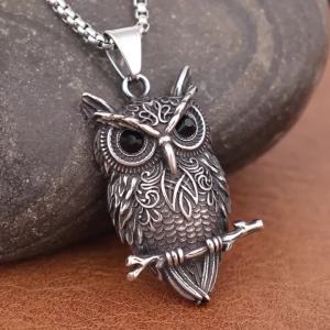 Popular Small Size Nordic Animal Necklaces Viking Owl Pendant Celtic Knot Amulet Stainless Steel Mens Jewelry Gift Dropshipping