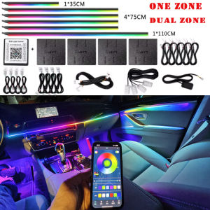 18/22 in 1 Led Acrylic Car Ambient Light APP Blue Control RGB 64 213 Color Symphony Acrylic One Zone Dual Zone Atmosphere Lamp