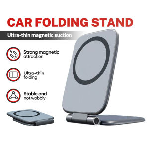 Ultra-Thin Magnetic Phone Holder Car Anti-shake Navigation Phone Stand Slim Foldable Magnetic Phone Holder for Dashboard/Laptop Fit iPhone & Android Holder Supports MagSafe