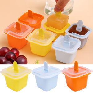 Khuôn đá khối vuông dùng cho thực phẩm Silicone khay khuôn kem với que kem thạch Tự làm bánh mùa hè uống hộp làm đá viên