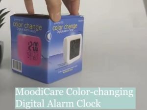 Moodicare Square Cube RGB Glowing LED Color Change Digital Alarm Clock/ Jam Loceng Petak Meja