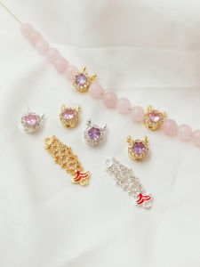 Handmade DIY 14K Gold Plated Silver Zircon Fish Pendant Beads Bracelet Charms Alloy Fresh out Unique Fashion Jewelry Accessories