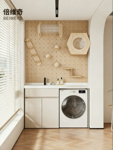 BEIQIVI | Cat Climbing Frame Wood Cat House Integrated Wooden Cat Condo Wall-mounted No-drilling