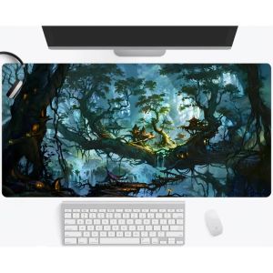 Metal Poster Fantasy Forest 40x90cm Oversized Desk Mat Large Gaming Mouse Pad with Non-Slip Base for Keyboard & Computer
