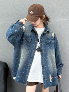 MPW | Fashionable Fall Childrens Denim Shirt with Embroidered Bow